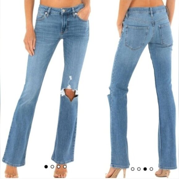 We the Free Carmen Flare Jeans Vintage Indigo Distressed High Rise Denim 30 - Picture 1 of 14